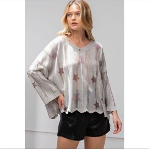 Easel Los Angeles Oversized Woven V-Neck Top